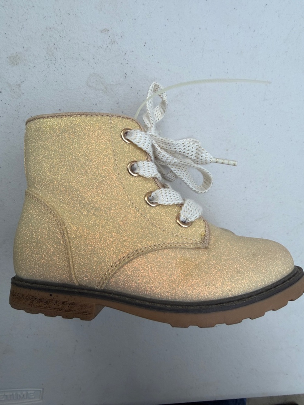 Glitter Lace-Up Ankle Boots in Gold